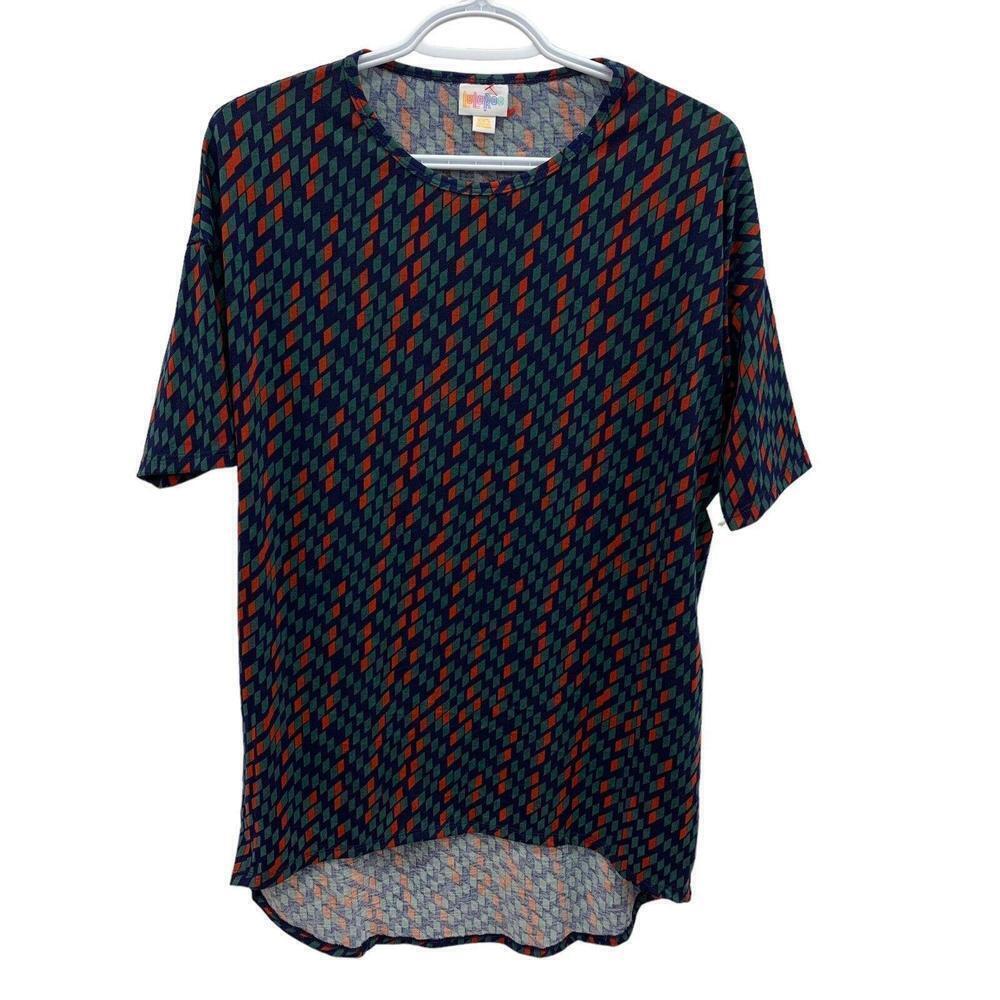 NWT LuLaRoe Irma Tunic Shirt Top Size XXS Multicolor Geometric Square Pattern